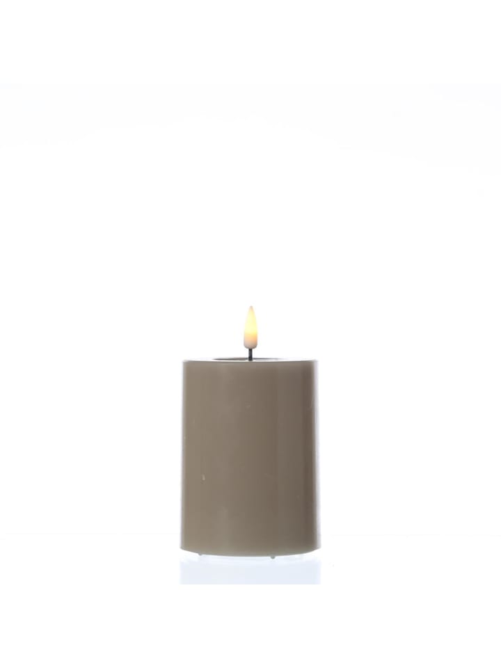 LED Kerze Mia Echtwachs flackernd H: 10cm D: 7,5cm in sandfarben