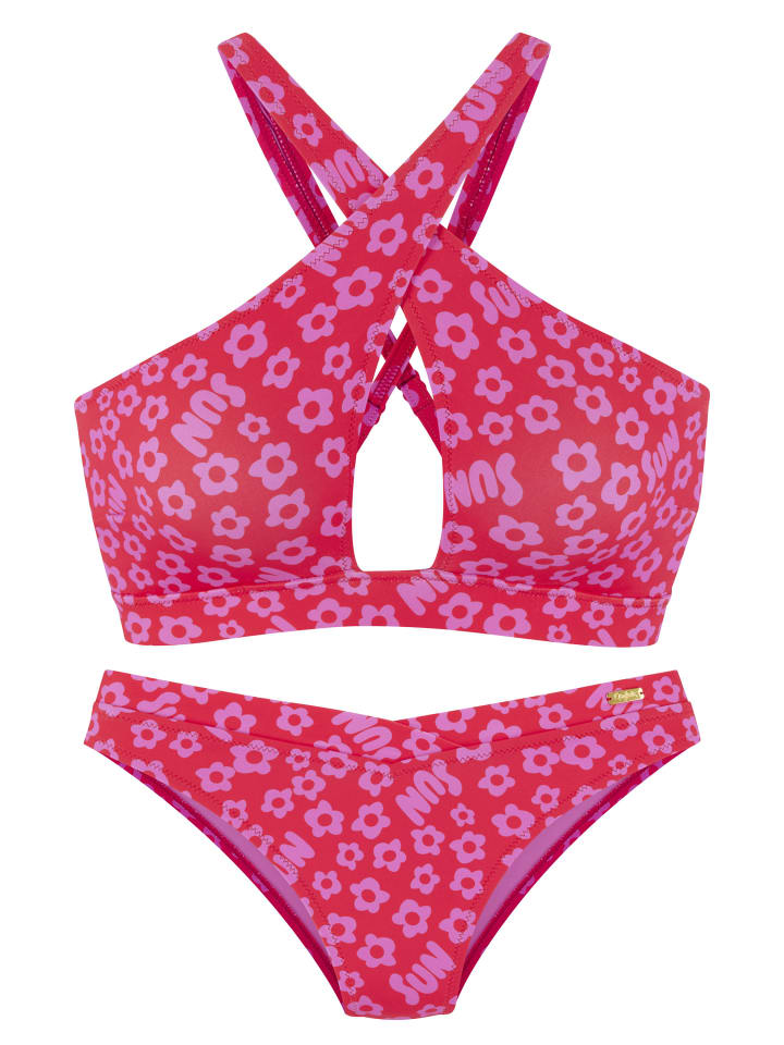 Bustier-Bikini in rot-bedruckt