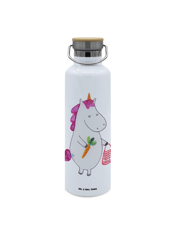 Große Trinkflasche Einhorn Gemüse ohne Spruch in Weiß