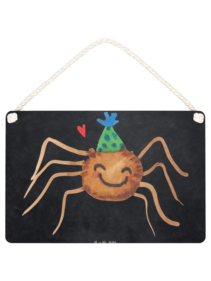Holzbild Spinne Agathe Party ohne Spruch in Kreidetafel