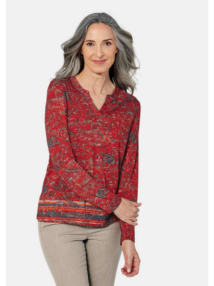 Elegantes Blusenshirt, Paisley-Design in cayenne / gemustert