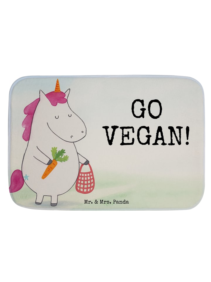 Badezimmerteppich Einhorn Vegan Design mit Spruch in Weiß