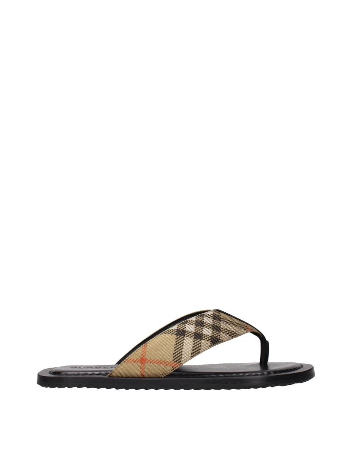 Beige Stoff Flip-Flop Sandalen