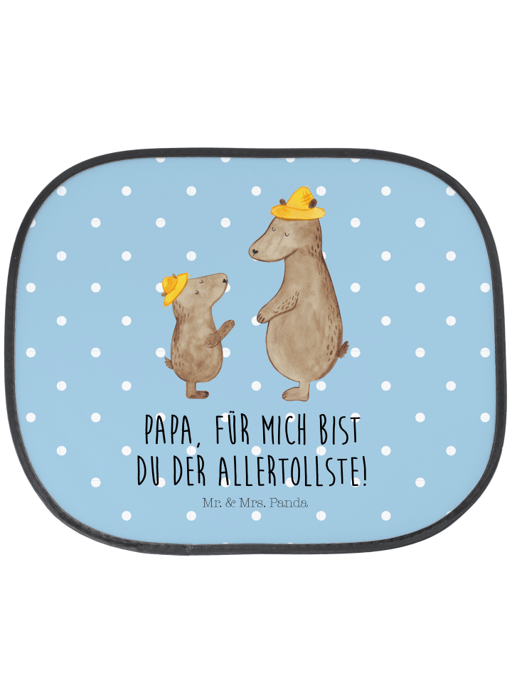 Auto Sonnenschutz Bären mit Hut mit Spruch in Blau Pastell