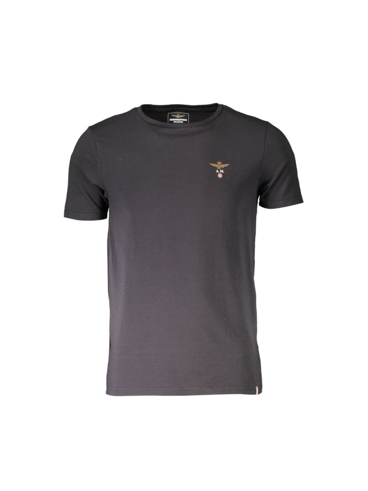 Schwarz Baumwolle Herren T-Shirt