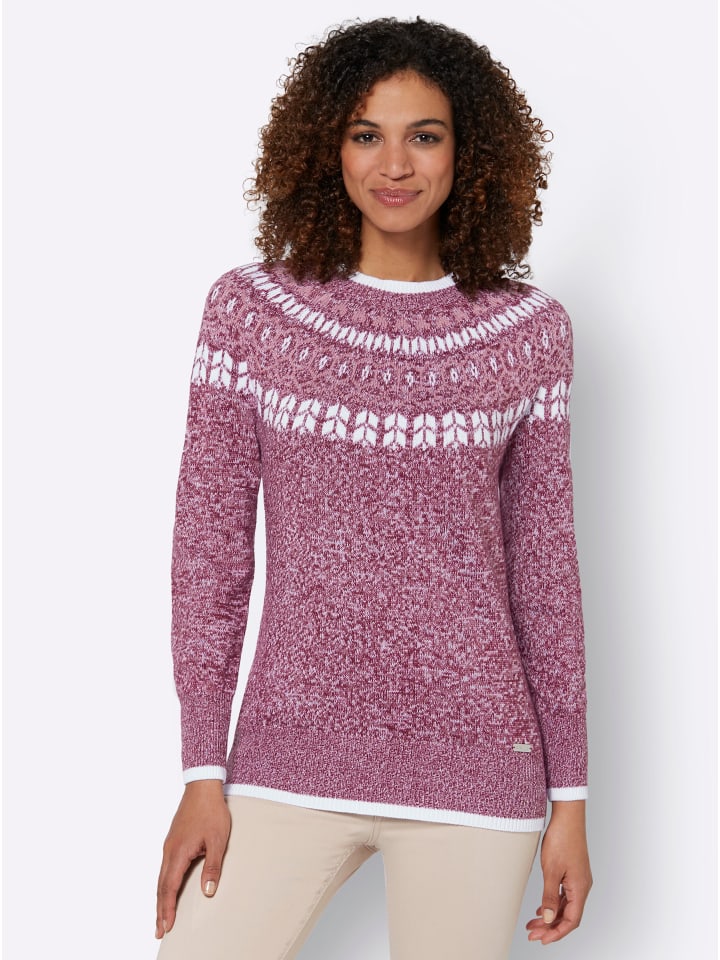 Pullover in bordeaux-altrosa-meliert