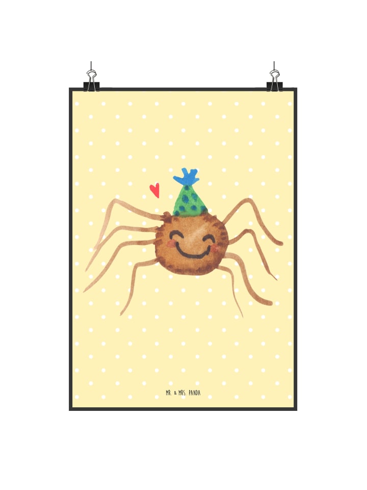 Poster Spinne Agathe Party ohne Spruch in Gelb Pastell