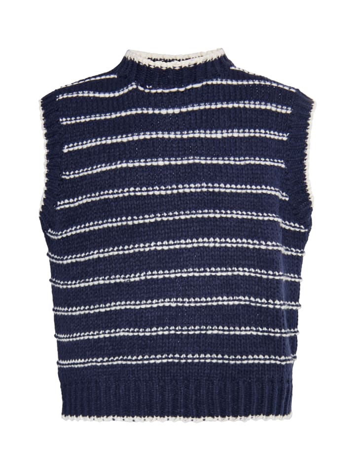 Damen Pullunder in Marine Wollweiss