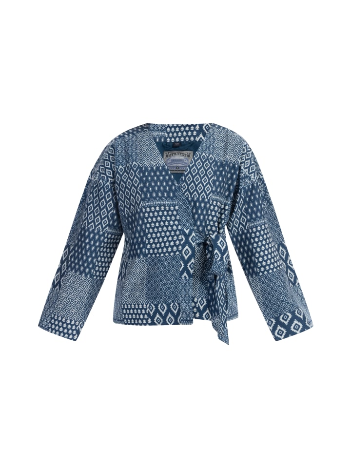 Damen Wickeljacke in Dunkelmariner Druck