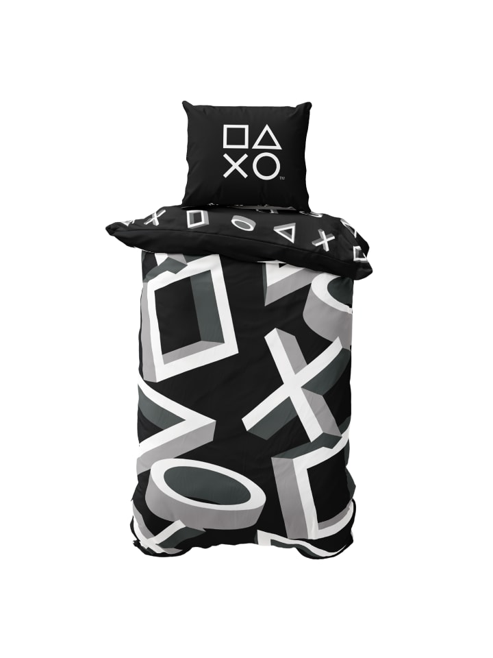Bettwäsche-Set "PlayStation" in Schwarz / Weiß