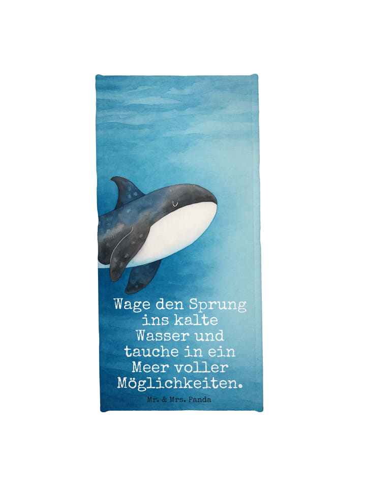 Badehandtuch Orca Design mit Spruch in Weiß