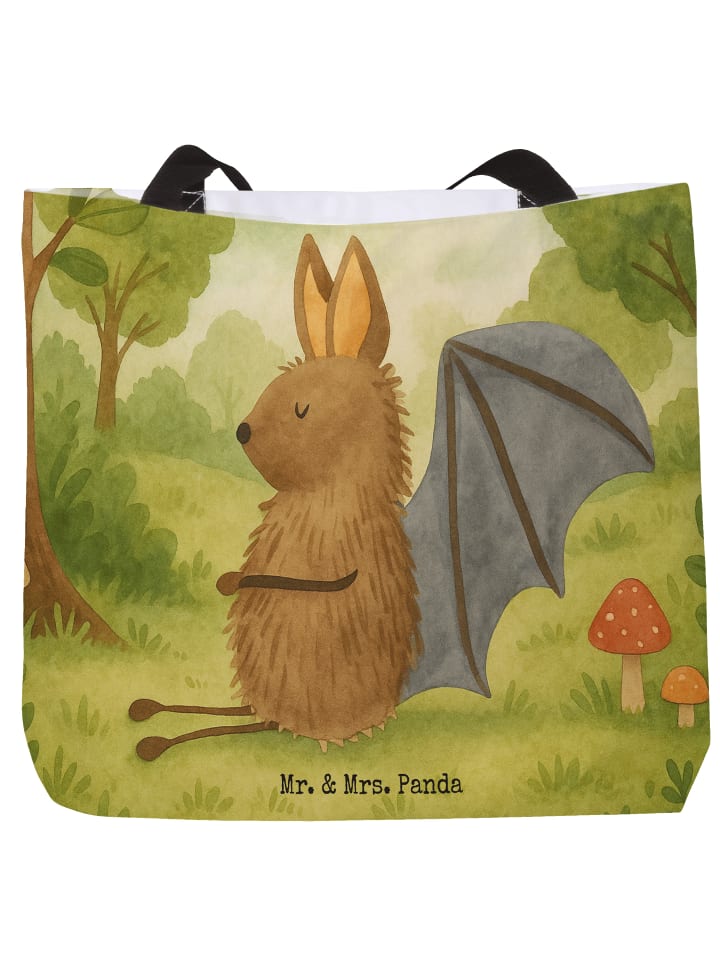 Tasche Fledermaus Sitzen Design ohne Spruch in Weiß
