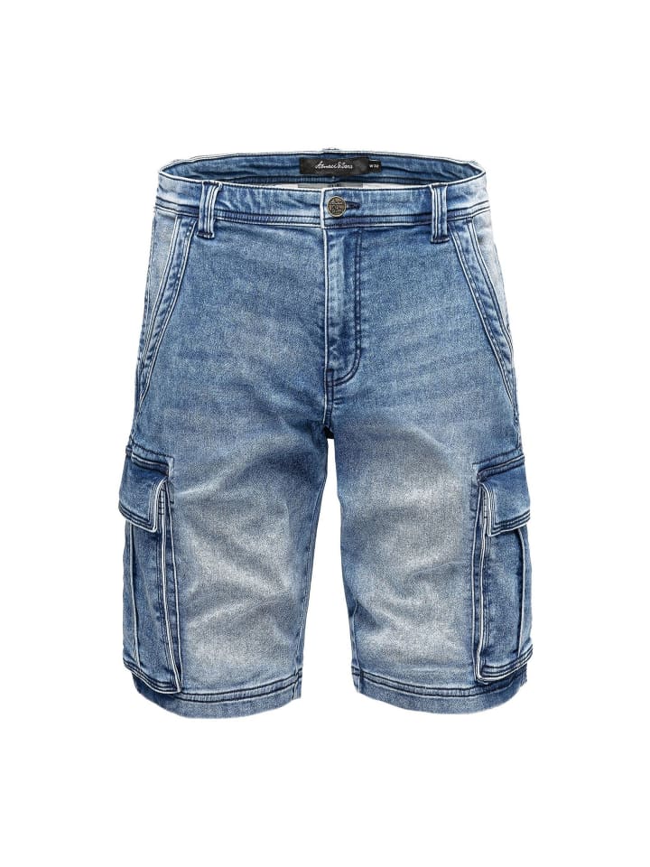 Bermuda Jeans Shorts mit Cargo und Denim Design A&S in Blau