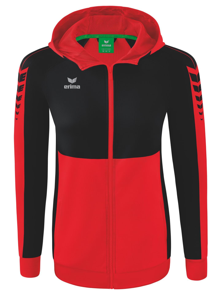 Damen Six Wings Trainingsjacke mit Kapuze in rot/schwarz