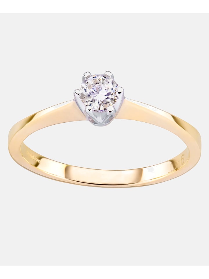 Verlobungsring aus 375 Gelbgold mit Zirkonia