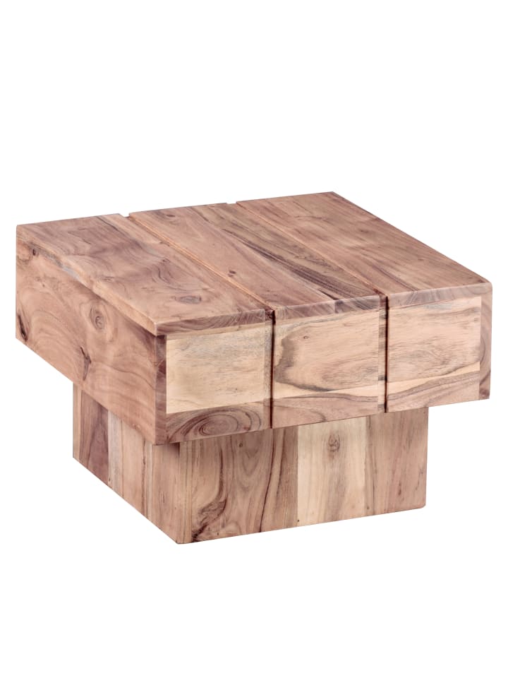 Beistelltisch in Beige / Akazie / 44x44x30
