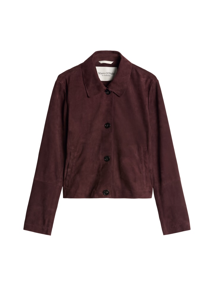 Velourslederjacke fitted in Black Cherry