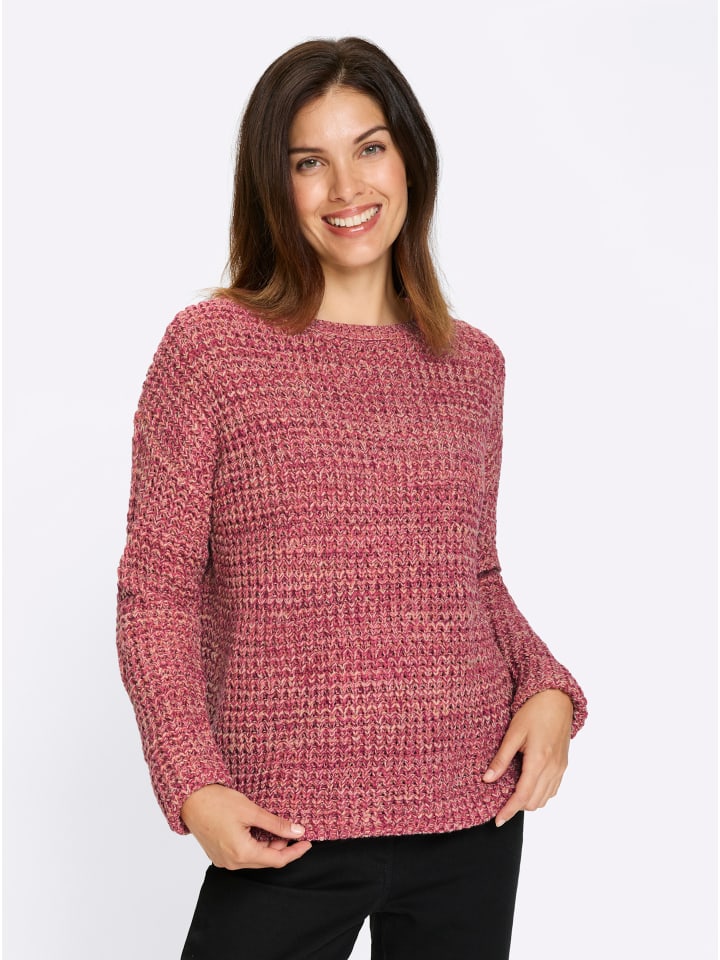 Pullover in papaya-fuchsia-meliert