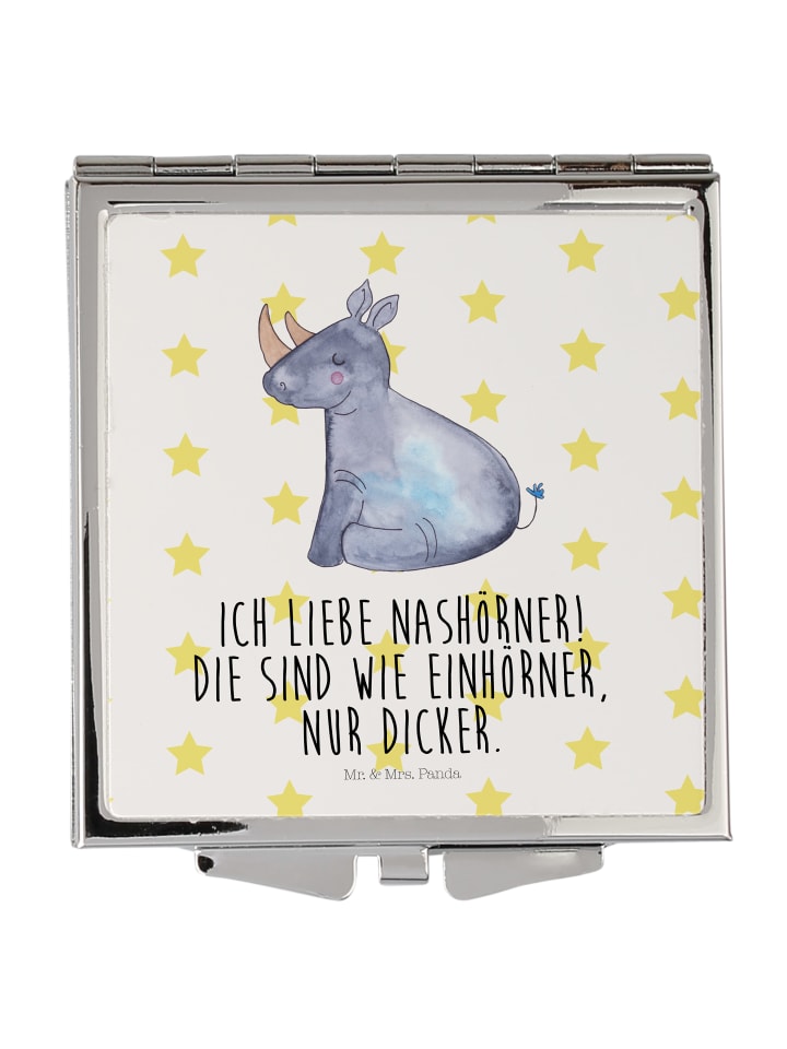 Handspiegel Einhorn Nashorn mit Spruch in Weiß