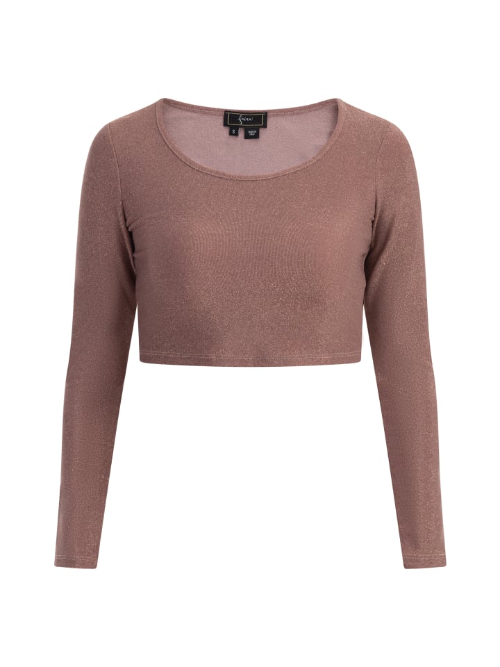 Damen Cropped Jersey-Top in Altrosa