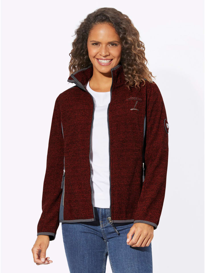 Fleece-Jacke in erdbeere-anthrazit-meliert