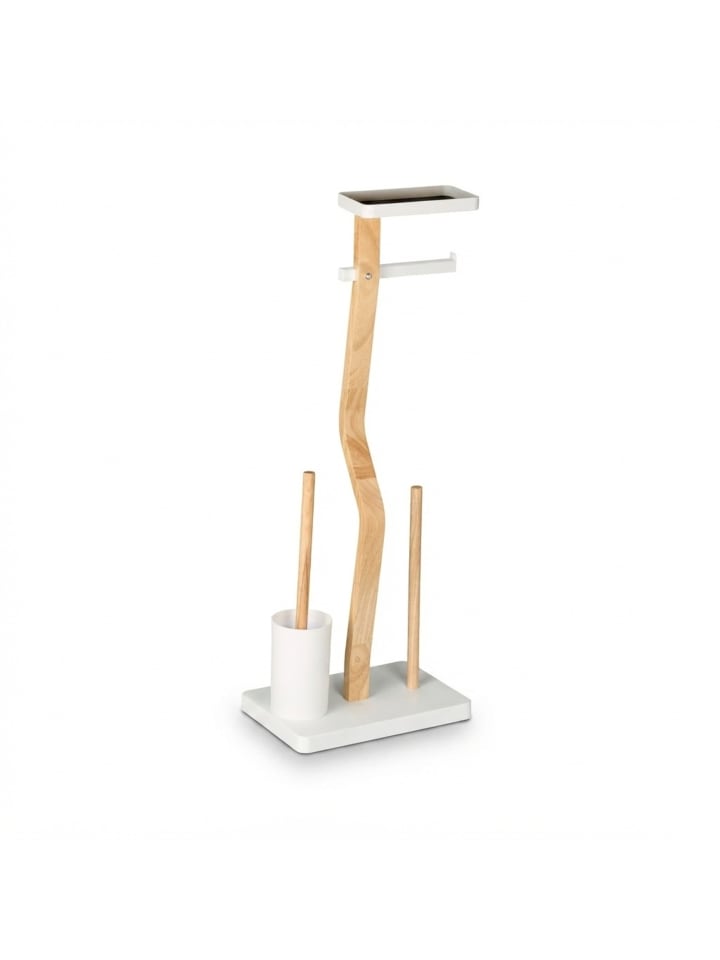 WC Garnitur in Weiß/ Natur - (B)30 x (H)80 x (T)20 cm