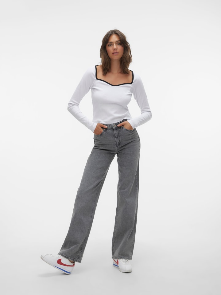 Wide Jeans mit hoher Taille in Medium Grey Denim