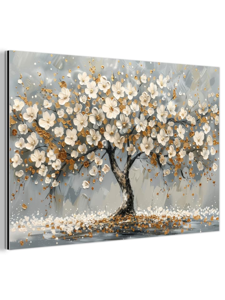 Metallbild Weißer Baum