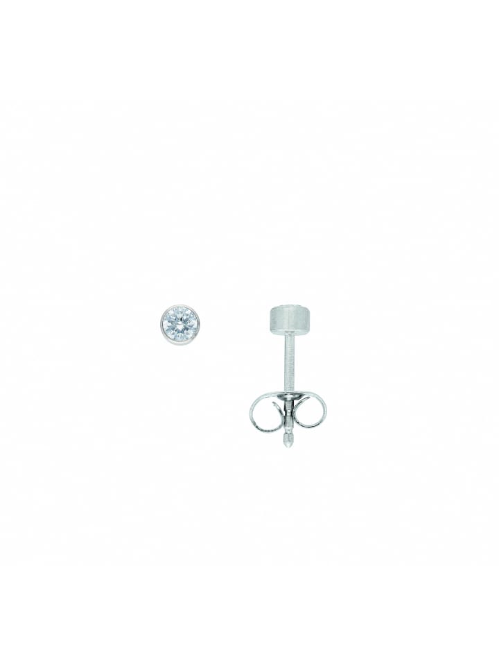 Damen Edelstahl Ohrringe / Ohrstecker mit Zirkonia Ø 3,5 mm in silber