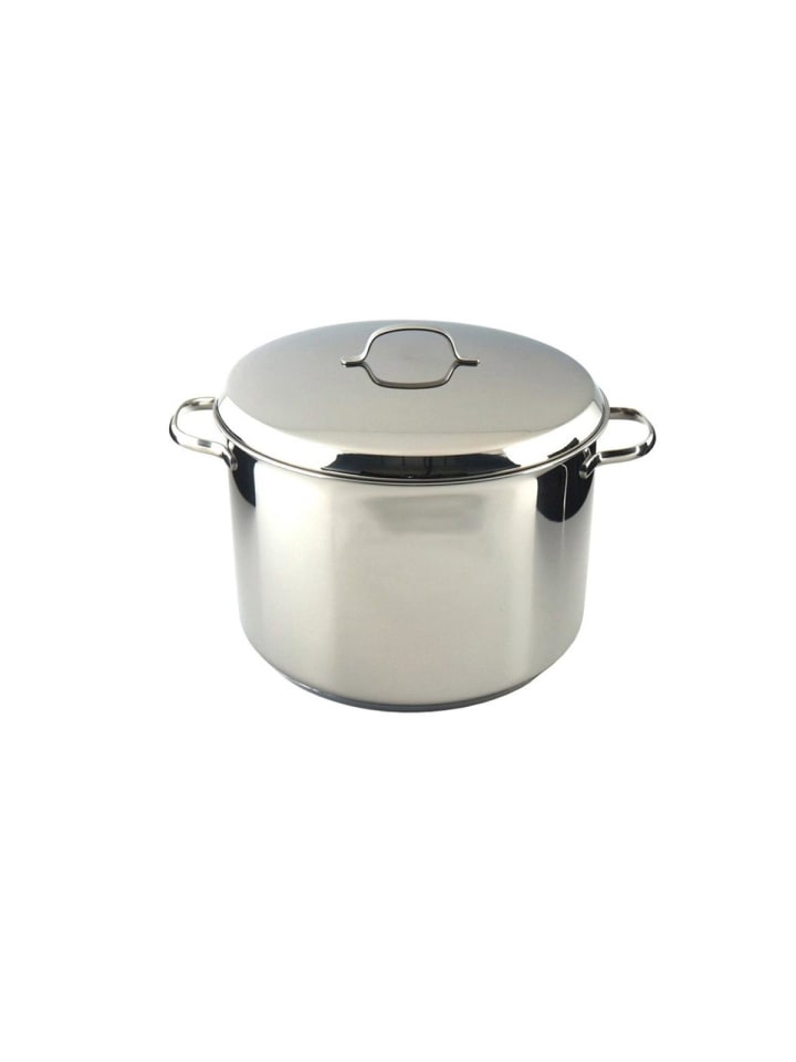Hoher Topf Cristall mit Deckel Edelstahl in Schwarz