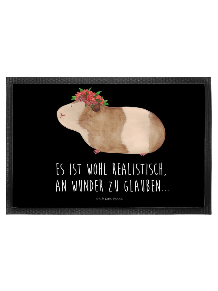 Fußmatte Meerschweinchen Weisheit mit Spruch in Schwarz