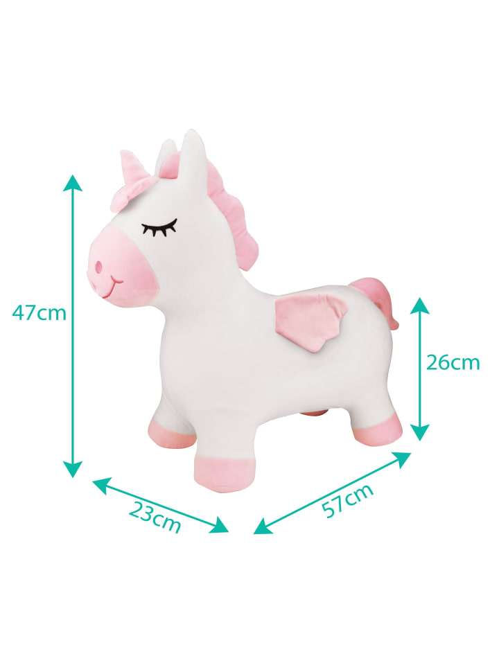Aufblasbares Hüpf-Einhorn mit Plüschbezug