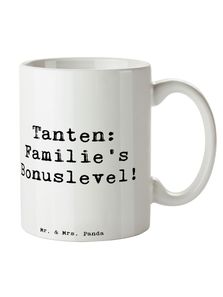 Tasse Tante Bonuslevel mit Spruch in Weiß