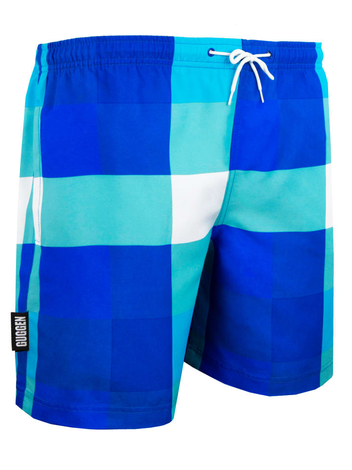 Badehose kariert blau