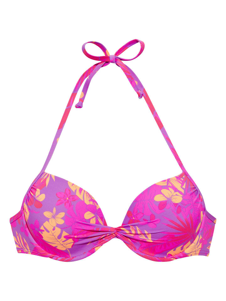 Push-Up-Bikini-Top in flieder-pink
