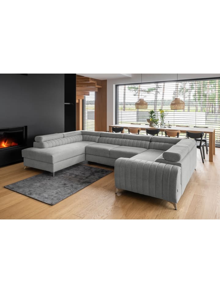 Luisa Recamiere Links in Mausgrau -  (L) 202 x (B) 347 x (H) 92 cm