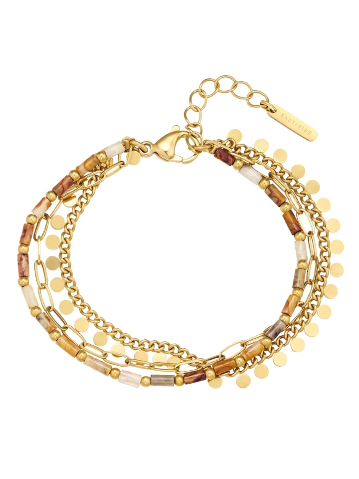 Armband aus Edelstahl mit Spitzenachat in gelbgold