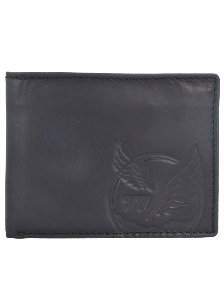 Nepal Geldbörse RFID Leder 12 cm schwarz