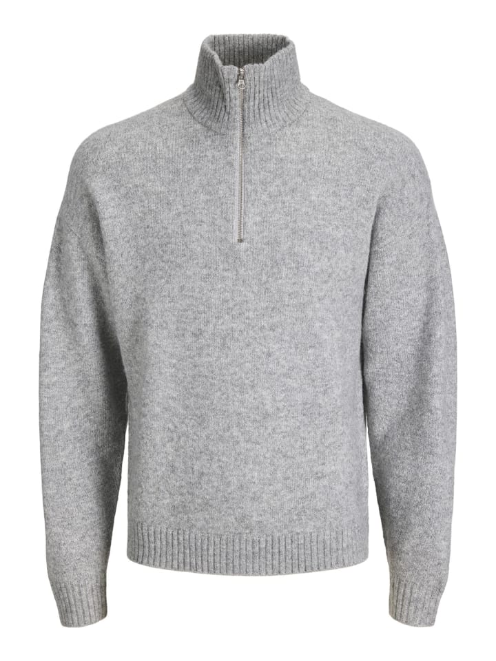 Sweatshirt mit halbem Reißverschluss in Light Grey Melange 1