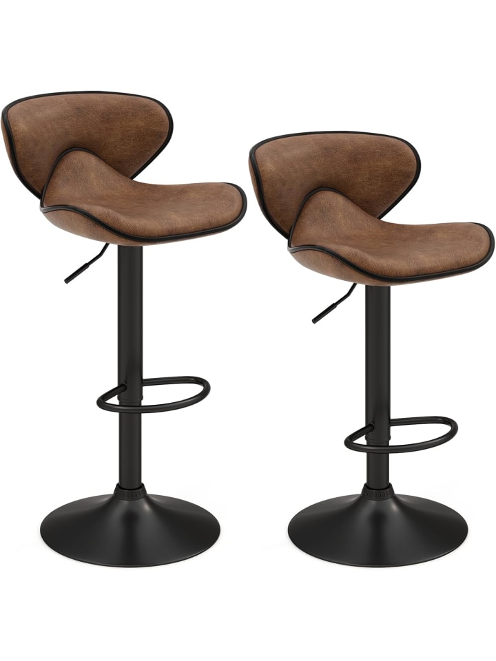 2er Set Barhocker drehbar 45 x 53 x 81-101 cm in Braun