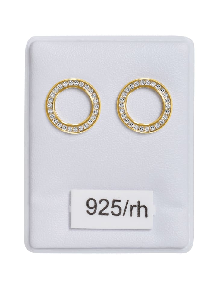Damen Ohrringe – Ohrstecker aus 925 Silber mit Zirkonia in gold