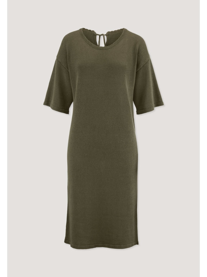 Hessnatur Strick Kleid Relaxed aus Leinen mit Bio-Baumwolle und LENZING™ ECOVERO™ in goldoliv