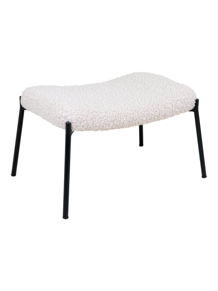 Fußhocker GLASGOW Weiß Lammfell Optik