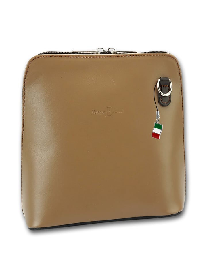 Leder Umhängetasche, Schultertasche Florence Tasche taupe, braun ca. 17cm