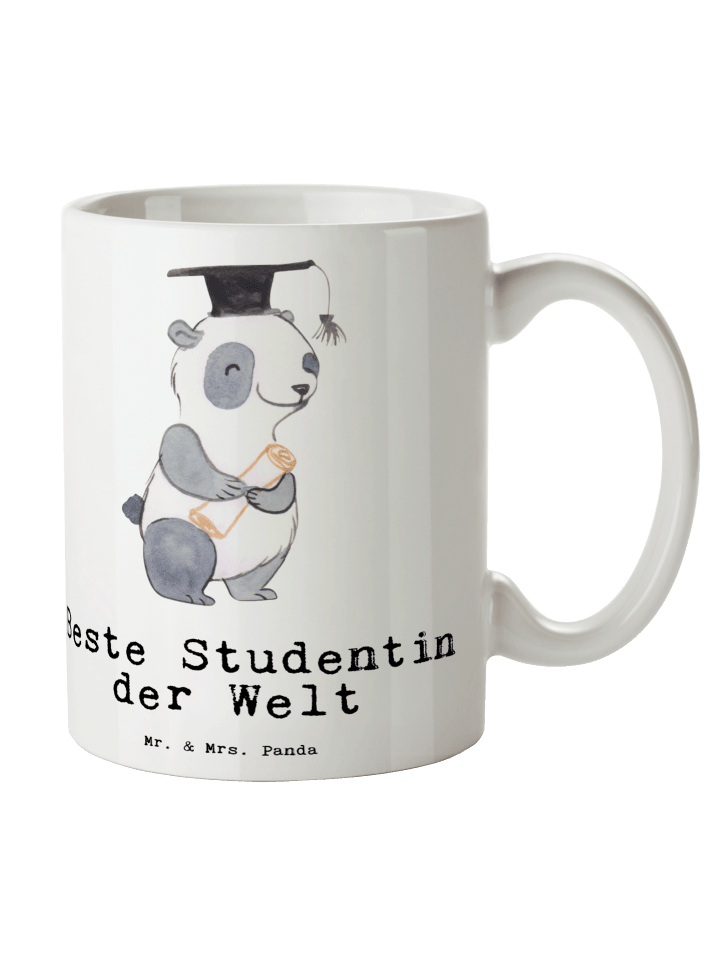 Tasse Pinguin Beste Studentin der Welt mit Spruch in Weiß