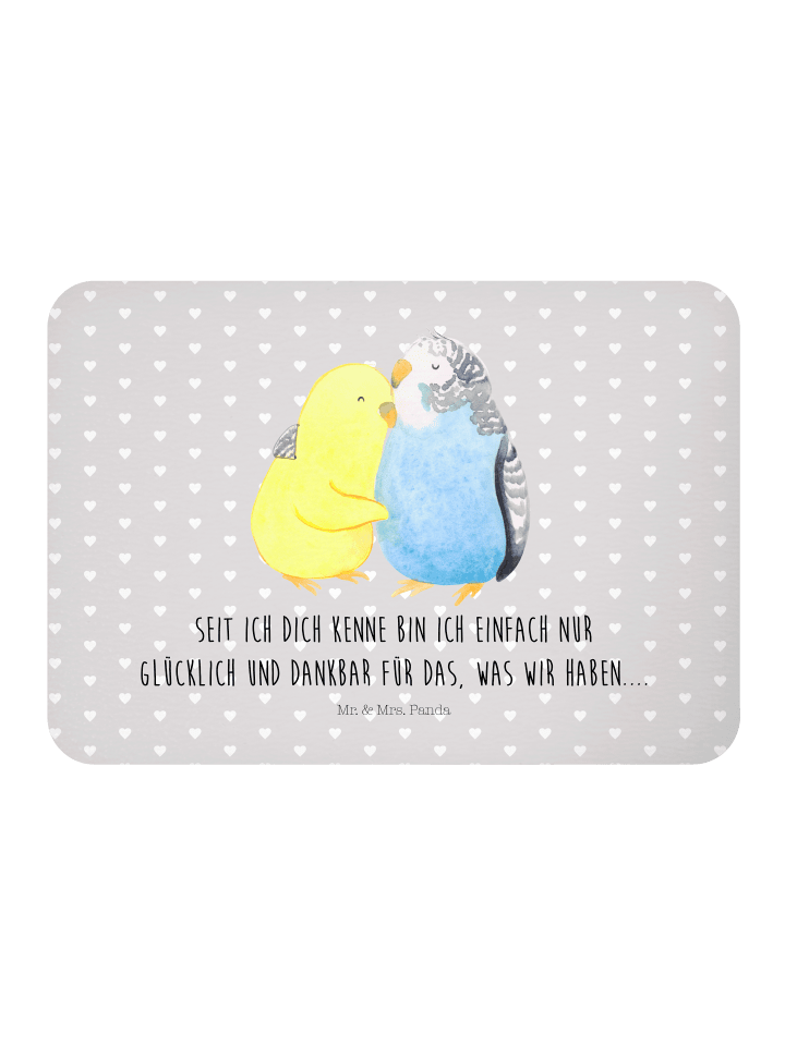 Magnet Wellensittich Liebe mit Spruch in Grau Pastell