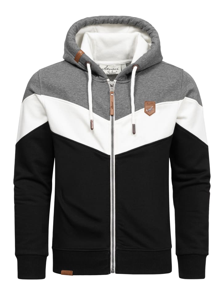 Sweatjacke im Block-Design ARDMORE in Anthrazit/Weiß/Schwarz