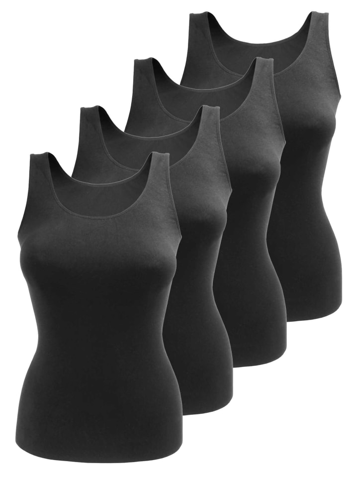 Seamless Unterhemd - Top 4er Set Tank Top in schwarz