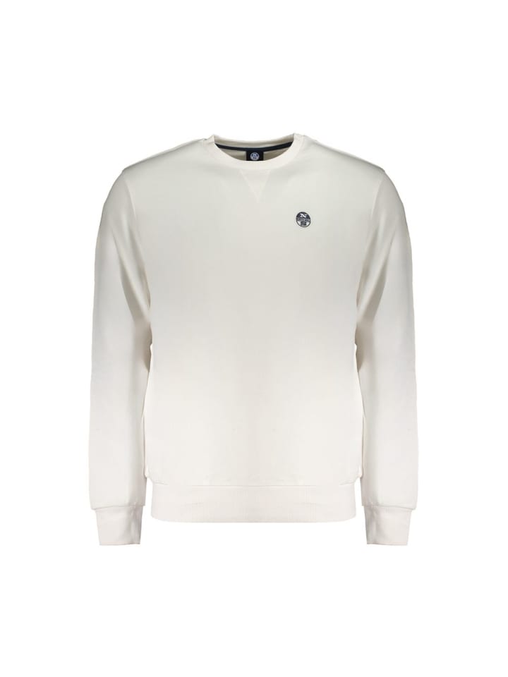 Weiß Baumwolle Herren Sweatshirt