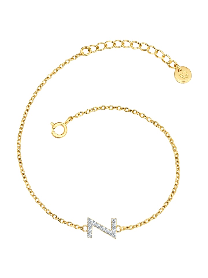 Armband Buchstabe Z aus Sterling Silber mit Zirkonia in gelbgold